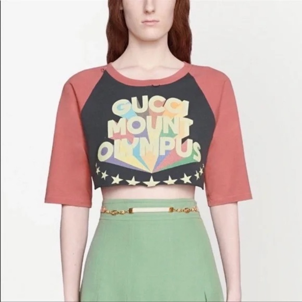 Gucci Mount Olympus distressed crop top